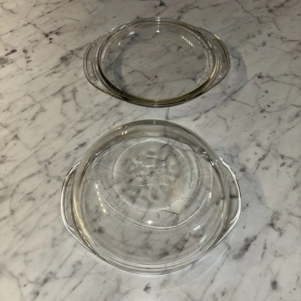Vintage PYREX Corning Clear Glass 1.5L Round Casserole Baking Dish & Lid,‎ 023